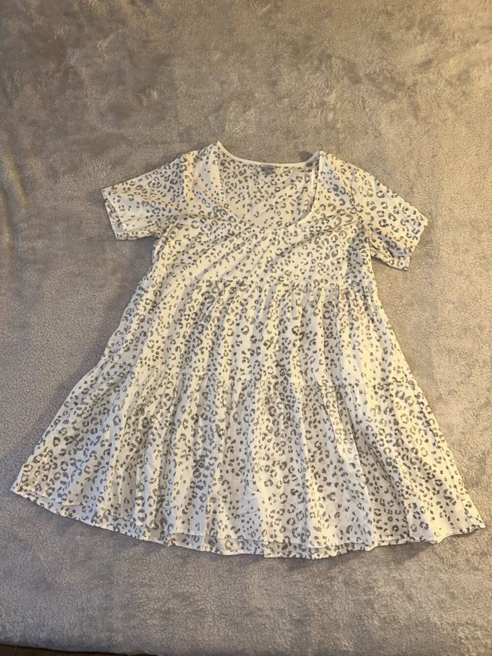 Target White Tiered Leopard-Print Midi Dress